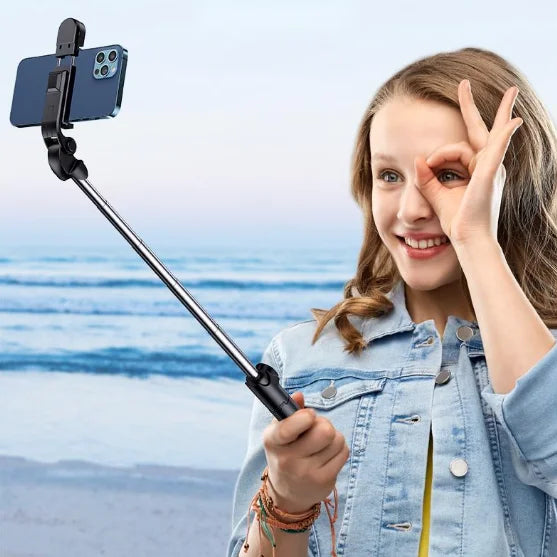 Selfie stick com tripé, feito de liga de plástico, para iphone, samsung