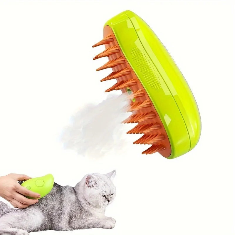 Escova A Vapor 3 Em 1 Autolimpante Para Massagem De Cães E Gatos