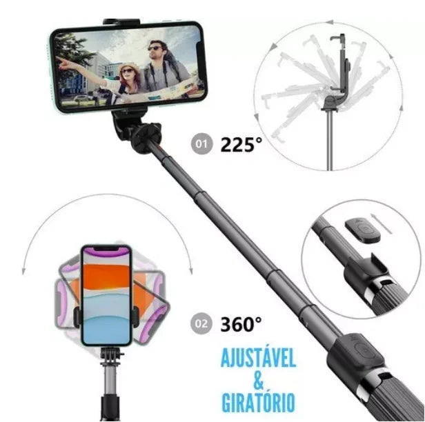 Selfie stick com tripé, feito de liga de plástico, para iphone, samsung