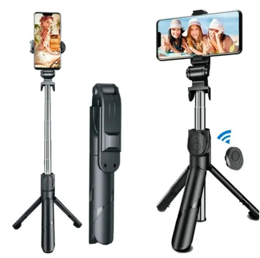 Selfie stick com tripé, feito de liga de plástico, para iphone, samsung